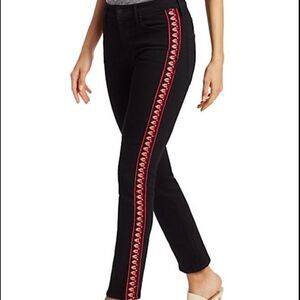 Mother Black Denim The Dazzler Mid-Rise  Embroidered Leg Jeans Size 32